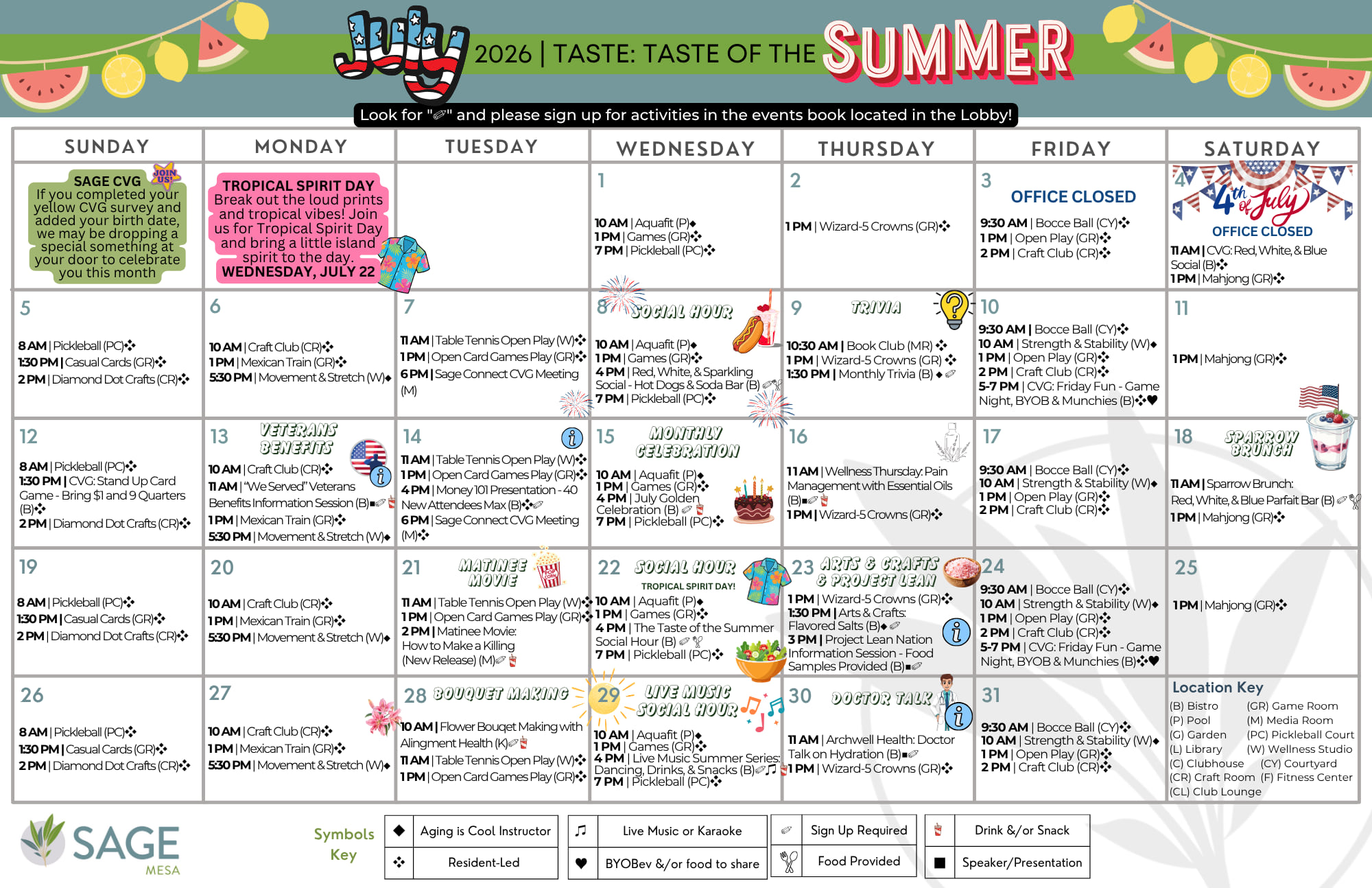 July Event Calendar